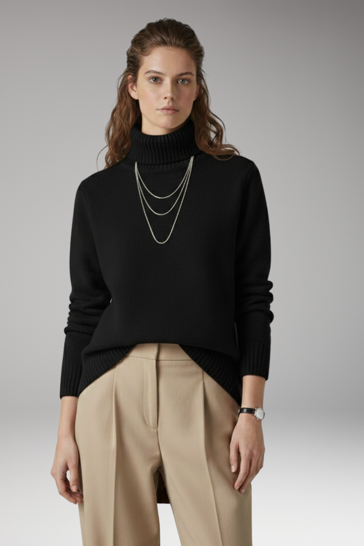 Women's Long Sleeve Turtleneck Sweater Ribbed Texture