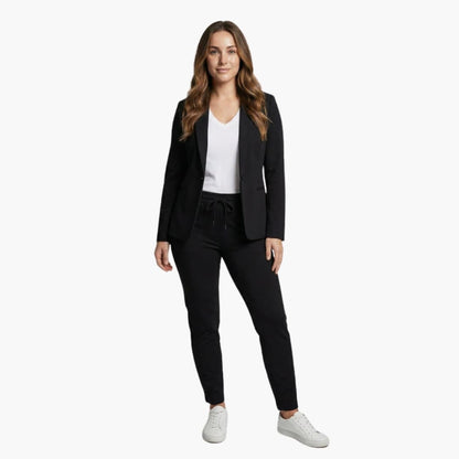 Women's Two Piece Blazer Suit Notched Lapel Jacket Ankle Pants - Fashinoza