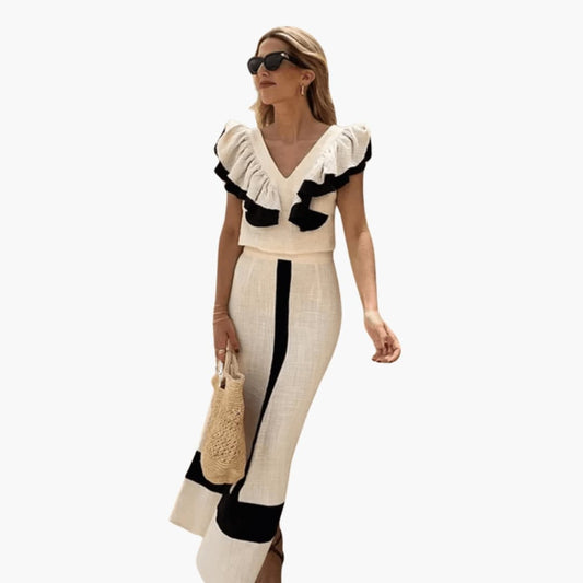 Women's Two Piece Pants Set Long Sleeve Straight Leg Pants - Fashinoza
