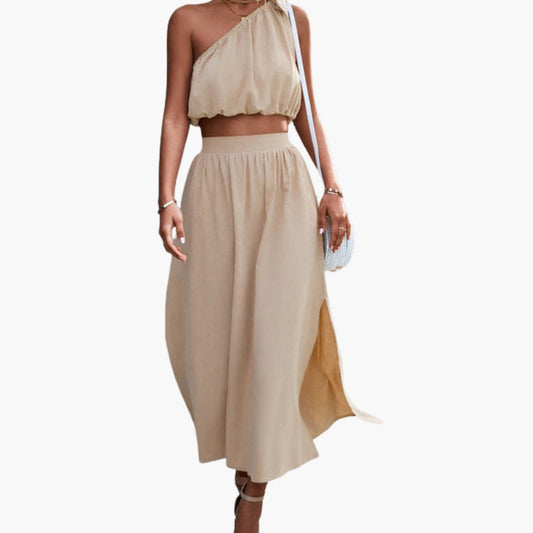 Women's Asymmetrical Midi Skirt Set - Fashinoza