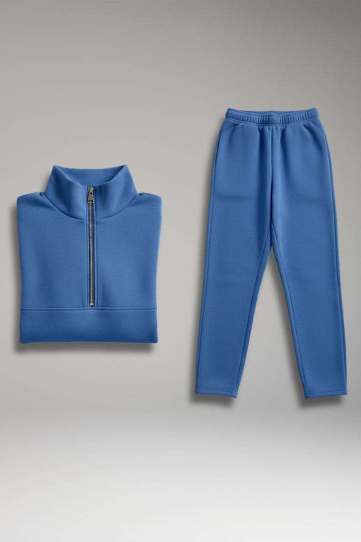 Women's Two Piece Tracksuit Half Zip Straight Leg Pants - 
Fashinoza
