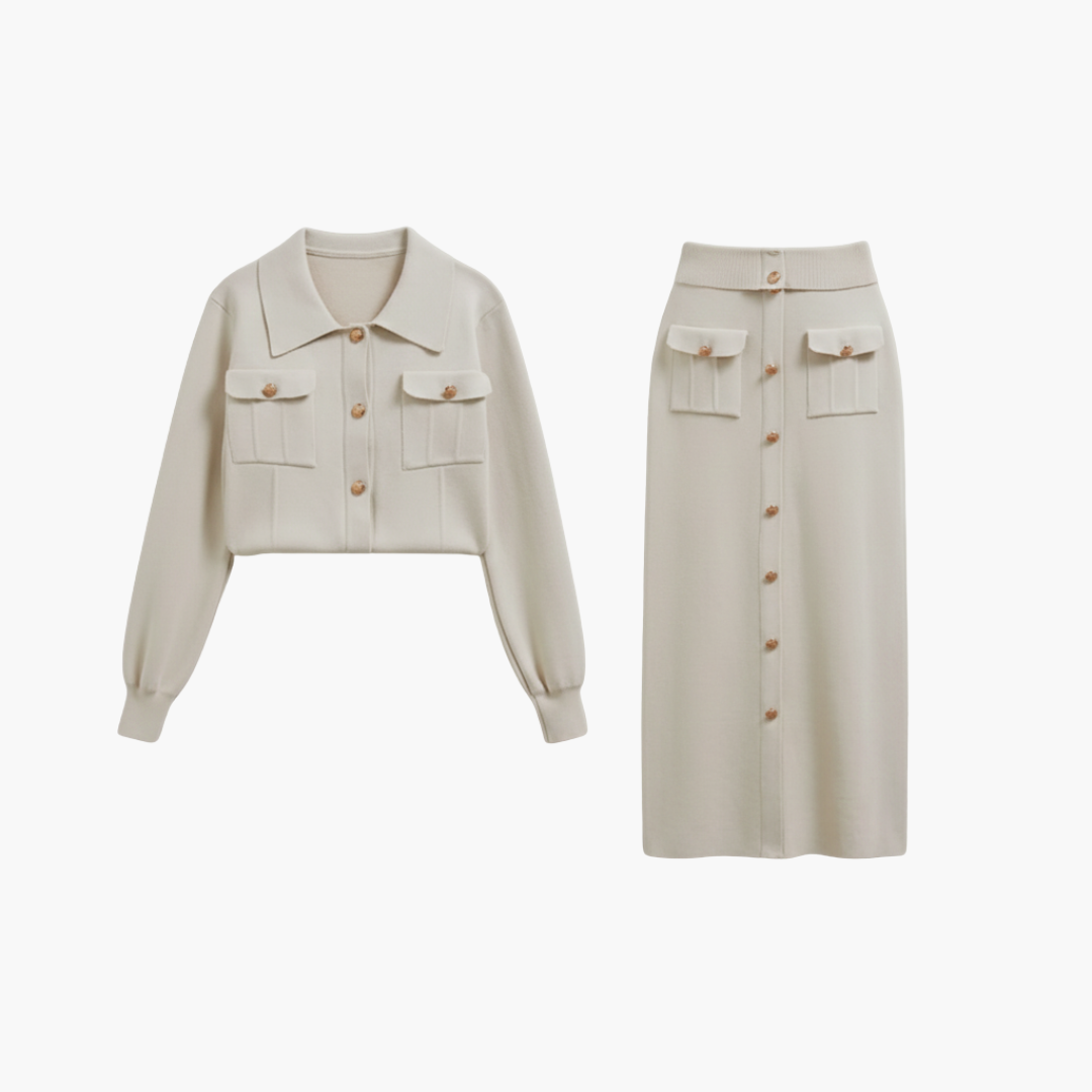 Women's 2 Piece Suit Jacket Skirt Set - Fashinoza