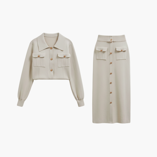 Women's 2 Piece Suit Jacket Skirt Set - Fashinoza