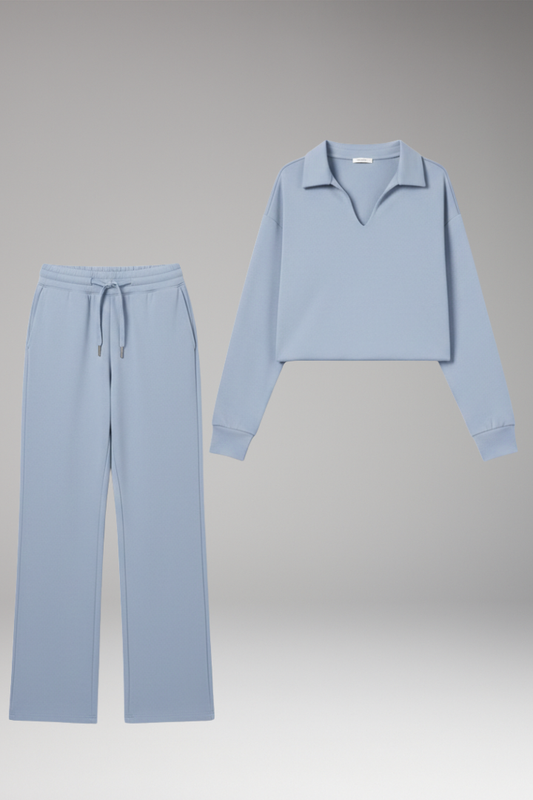 Women's 2-Piece V-Neck Straight Leg Pants Set - 
Fashinoza