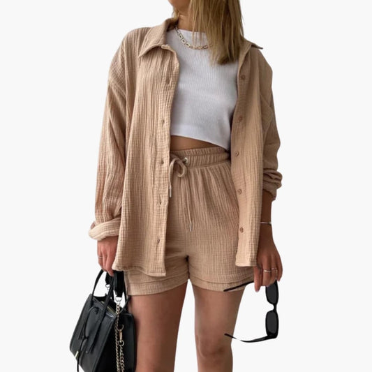 Women's Short Sleeve Shorts Set - Fashinoza