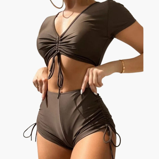 Women's Backless V-Neck Bikini Set - Fashinoza