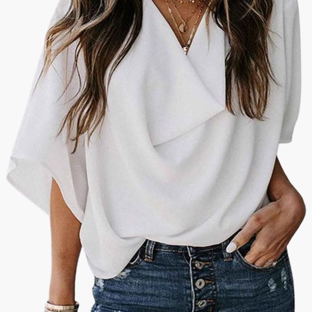 Women's V-Neck Batwing Sleeve Blouse - Fashinoza