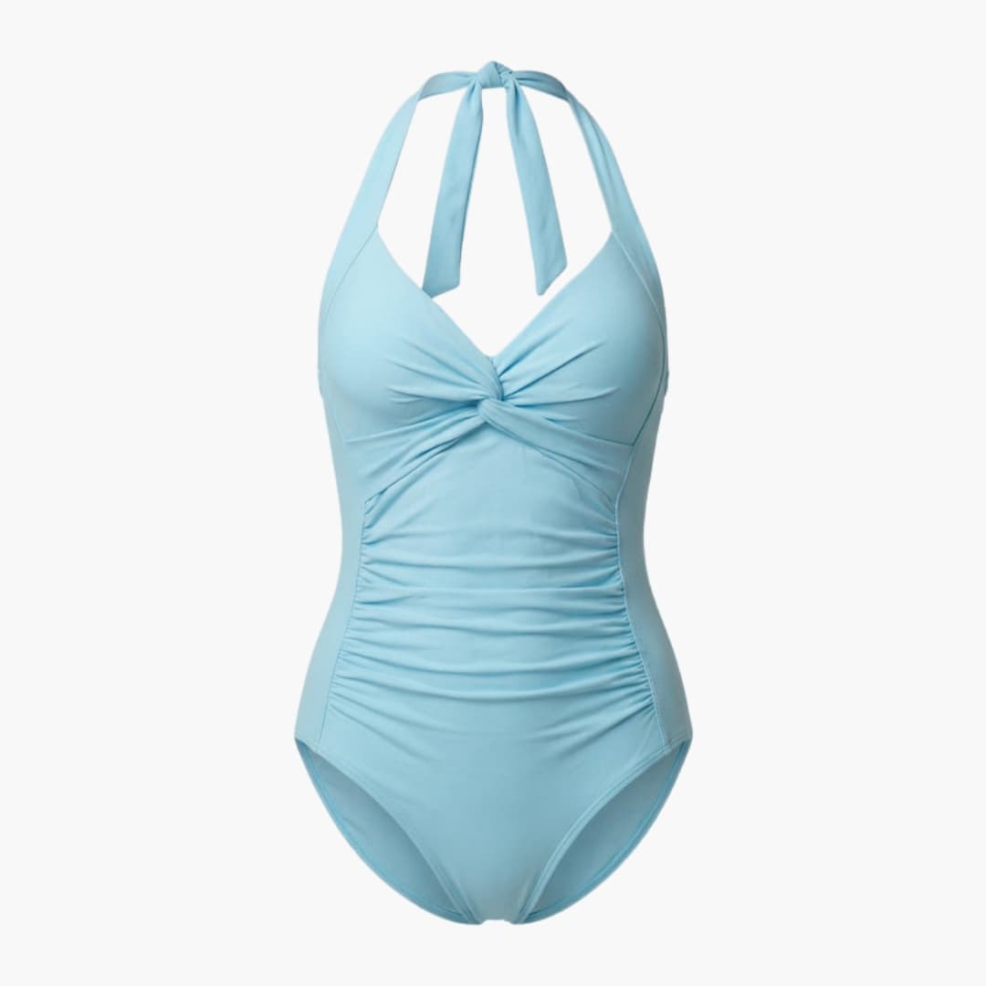 Women's V-Neck One-Piece Swimsuit Adjustable Strap Shaping Fit - Fashinoza