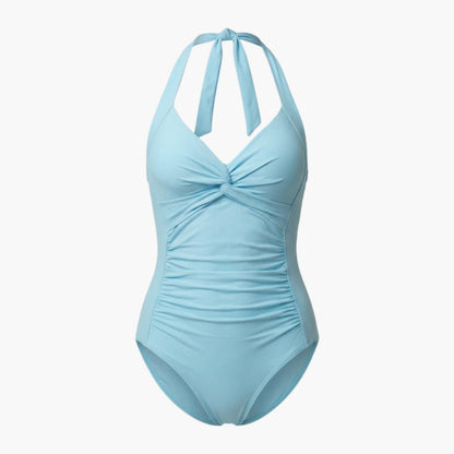 Women's V-Neck One-Piece Swimsuit Adjustable Strap Shaping Fit - Fashinoza