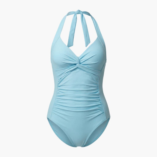 Women's V-Neck One-Piece Swimsuit Adjustable Strap Shaping Fit - Fashinoza