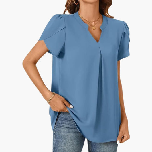 Women's Loose Fit Blouse Puff Sleeve Woven - Fashinoza