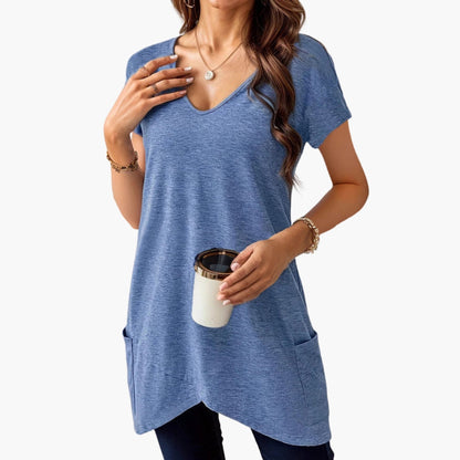 Women's V-Neck Pocket T-Shirt - Fashinoza