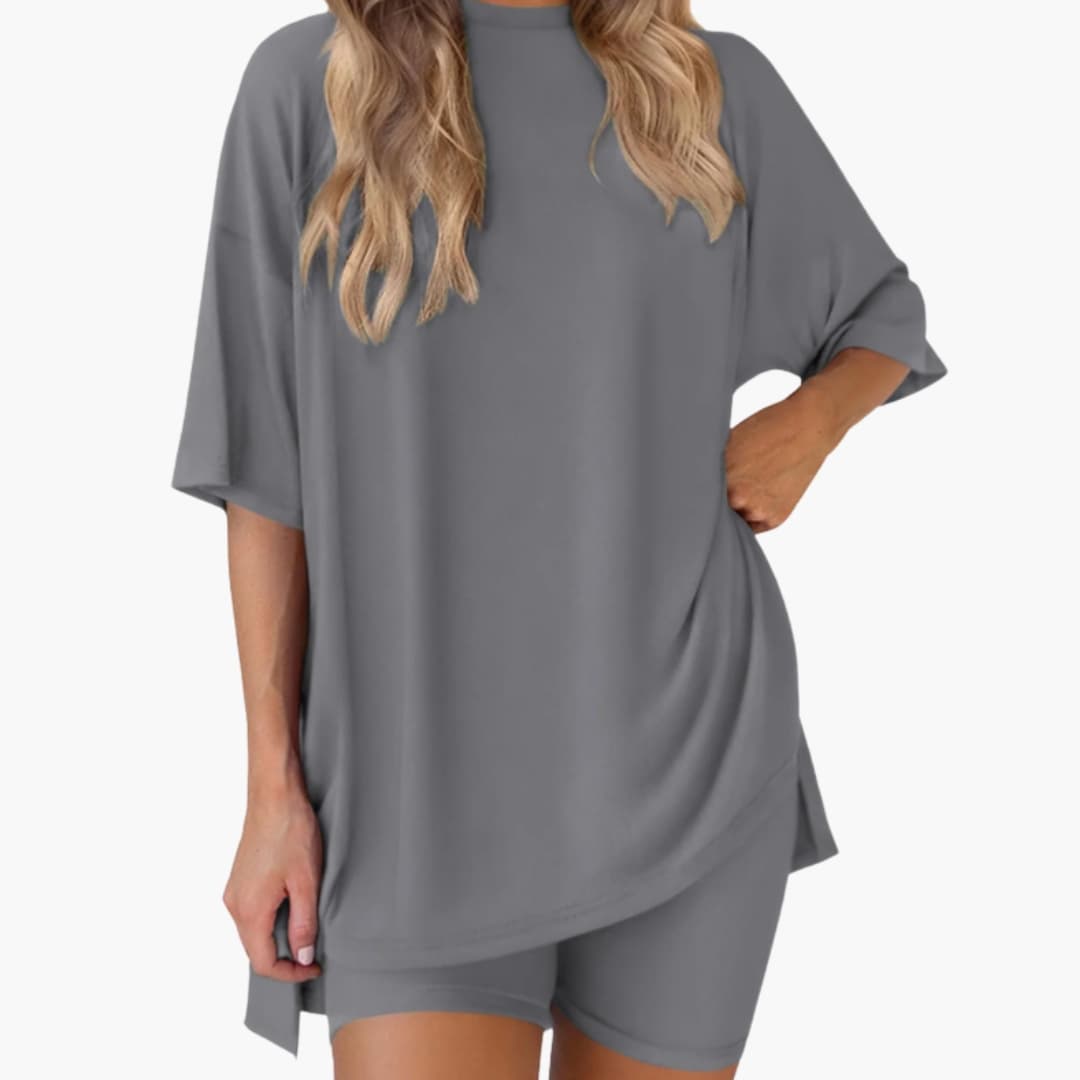 Women's Two-Piece V-Neck And Shorts Set - Fashinoza