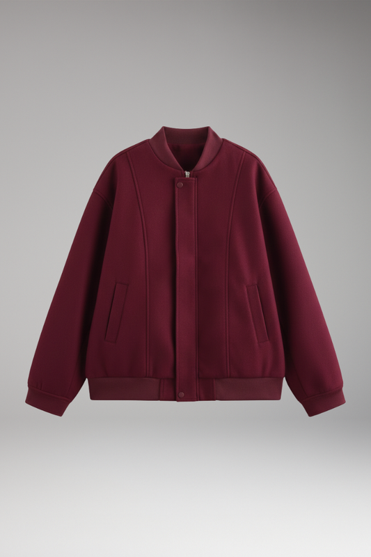 Women's Bomber Jacket Snap Closure Ribbed Trim - 
Fashinoza
