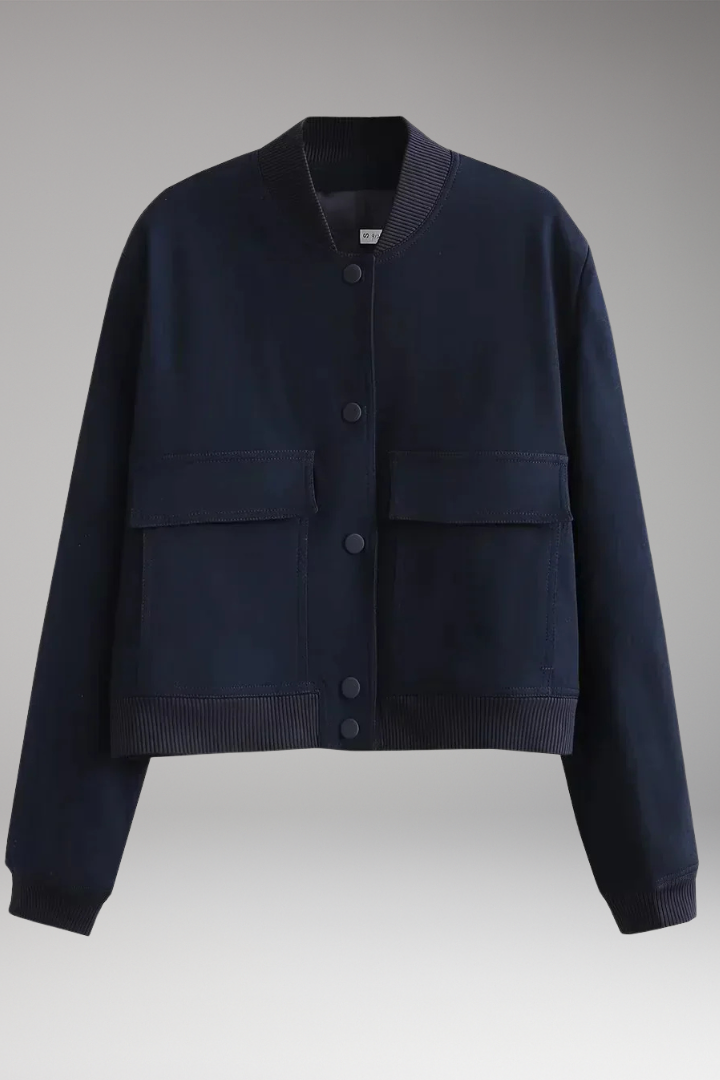 Women's Velvet Bomber Jacket Zipper Pockets - 
Fashinoza