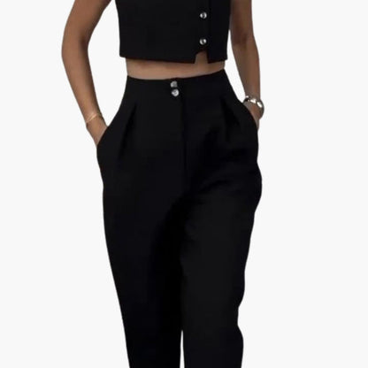 Women's Two Piece Vest And Cropped Pants Set