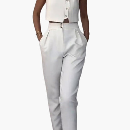 Women's Two Piece Vest And Cropped Pants Set - Fashinoza