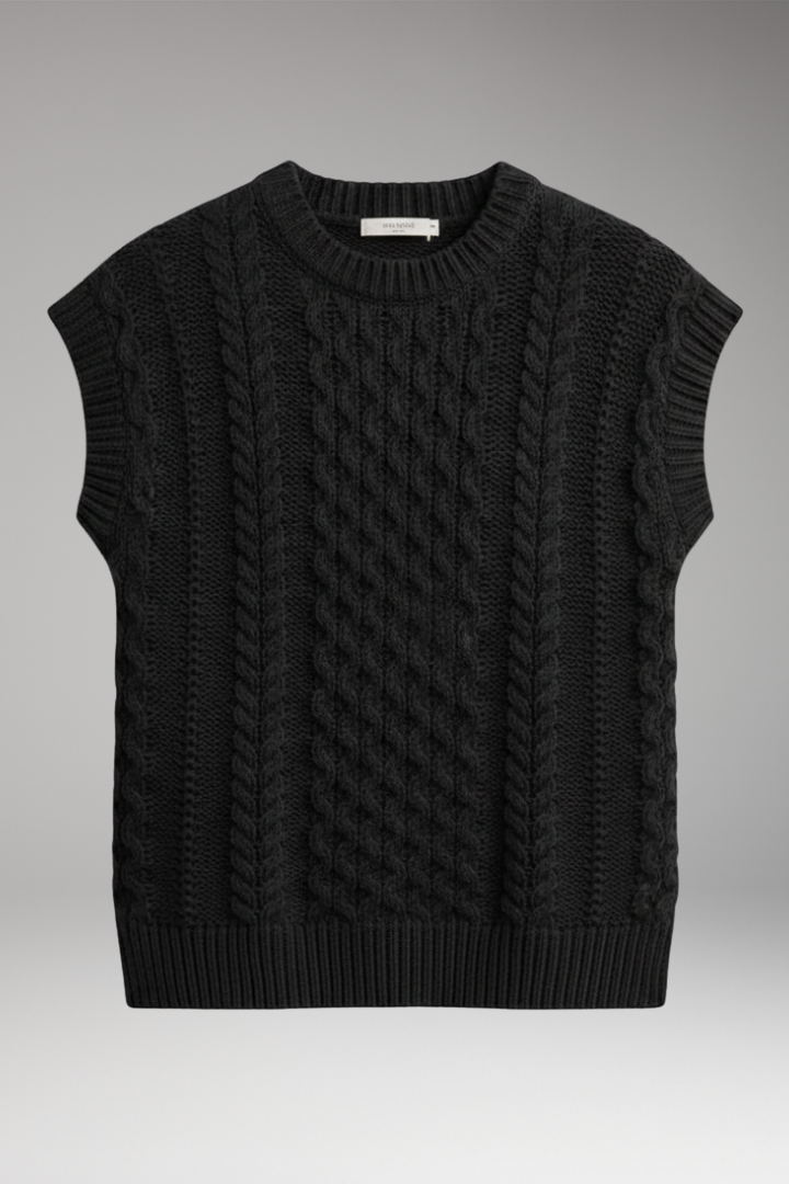 Women's Round Neck Textured Vest - 
Fashinoza
