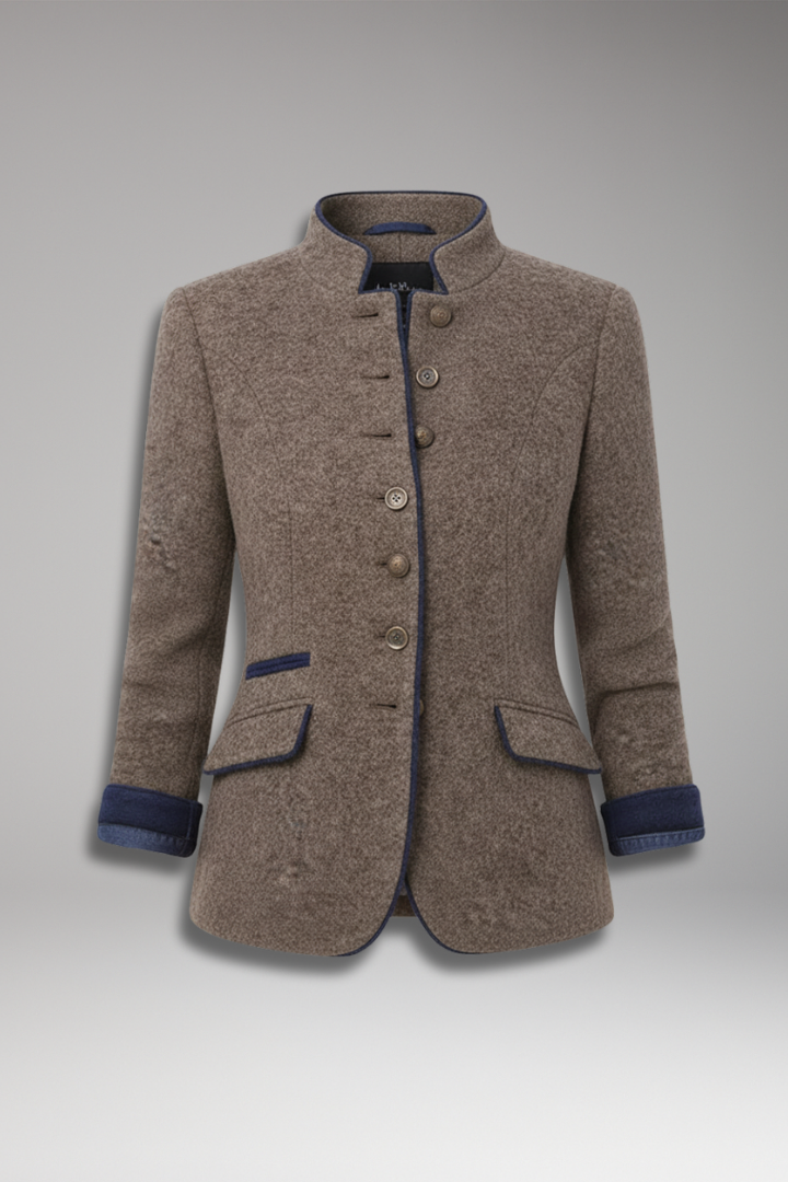Women's Vintage Blazer Stand Up Collar - 
Fashinoza