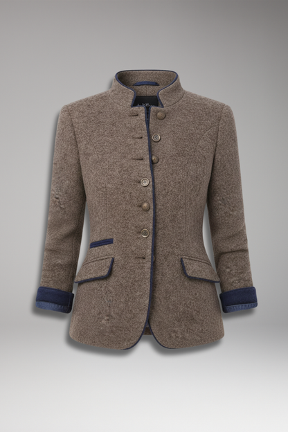 Women's Vintage Blazer Stand Up Collar - 
Fashinoza