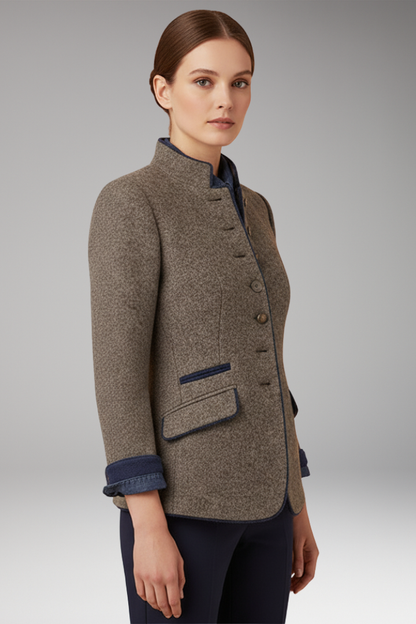Women's Vintage Blazer Stand Up Collar