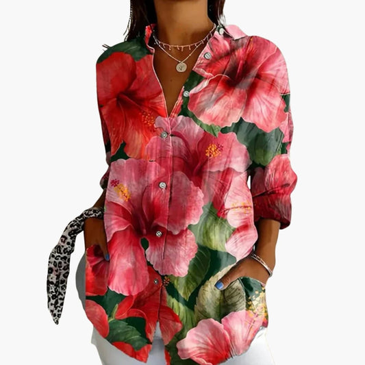 Women's Crew Neck Blouse Long Sleeve Woven - Fashinoza