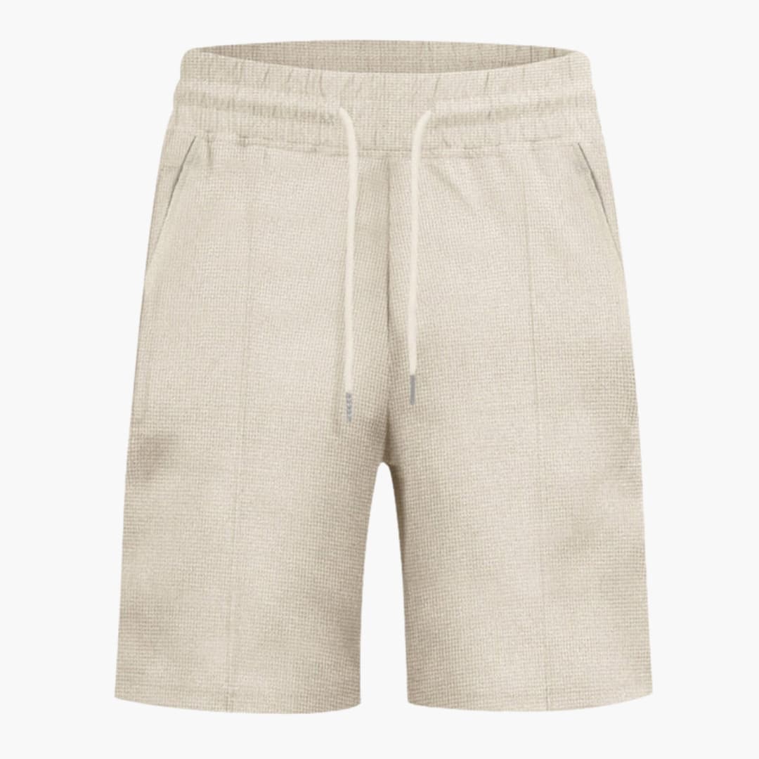 Women's Elastic Waist Straight Leg Waffle Shorts - Fashinoza