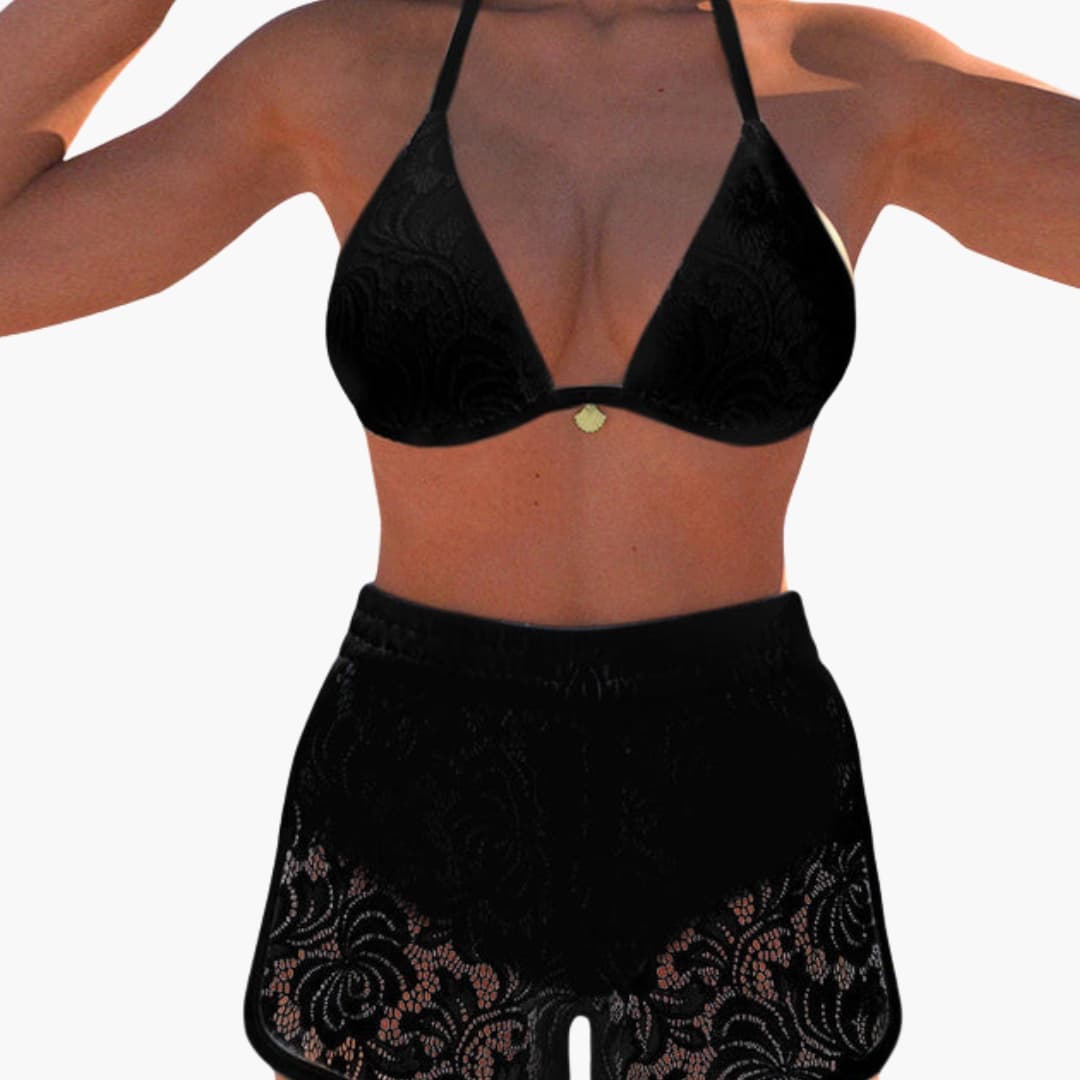 Women's Strapless Bikini Set Lace-Up Shorts White