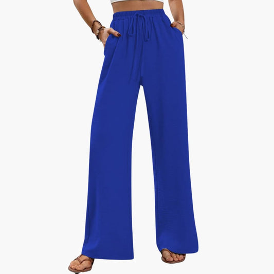 Women's Palazzo Pants Stretch Waist Side Pockets - Fashinoza