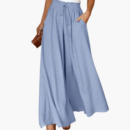 Women's Wide Leg Drawstring Pants with Side Pockets - Fashinoza