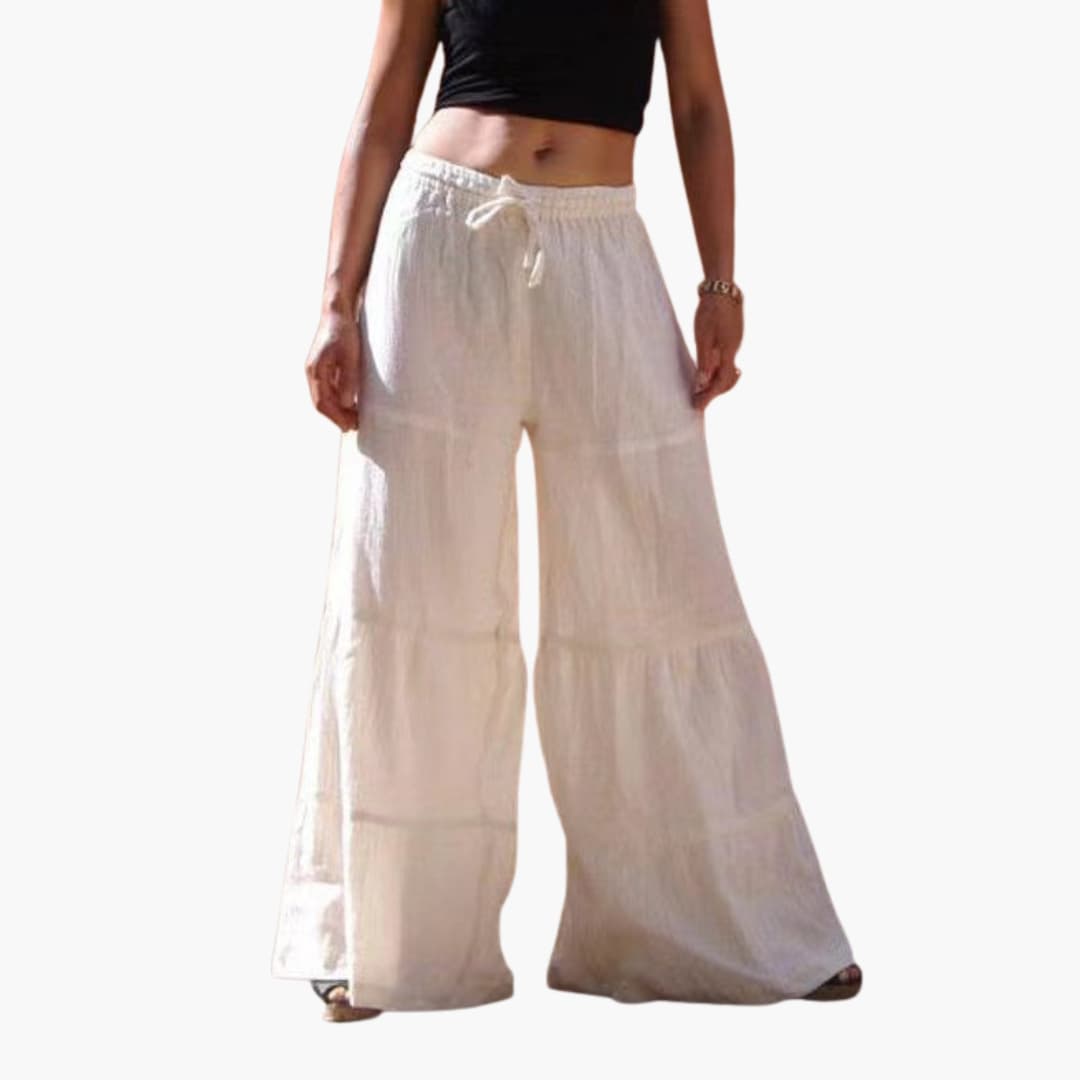 Women's Elastic Waist Wide Leg Pants - Fashinoza