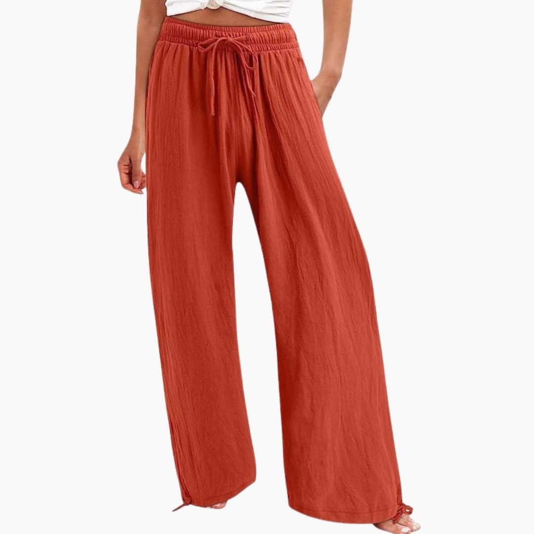 Women's Wide Leg Elastic Waist Pants - Fashinoza