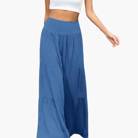 Women's Wide Leg Pants Elastic Waist Pleated - Fashinoza