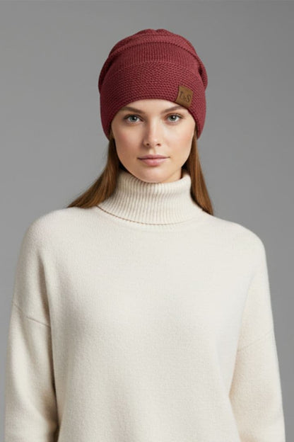 Women's Fleece Beanie Ribbed Soft Grey