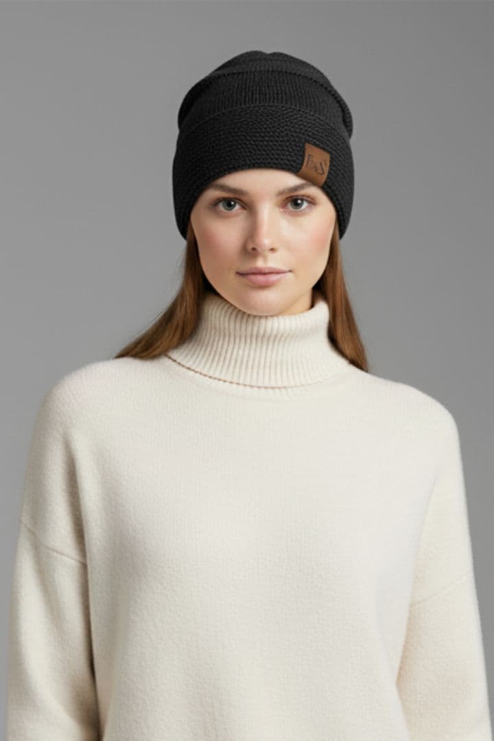 Women's Fleece Beanie Ribbed Soft Grey