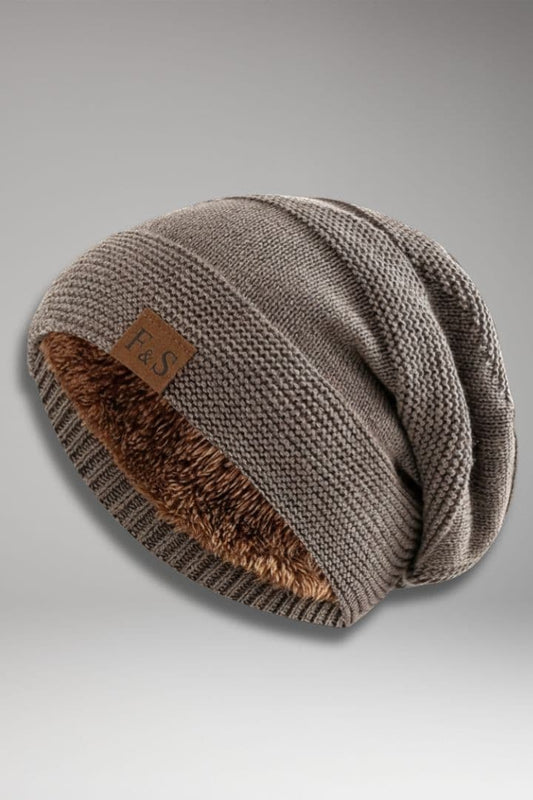 Women's Fleece Beanie Ribbed Soft Grey - 
Fashinoza