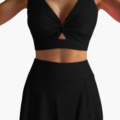 Women's V-Neck Wrap Bikini Set Skirted Bottom - Fashinoza