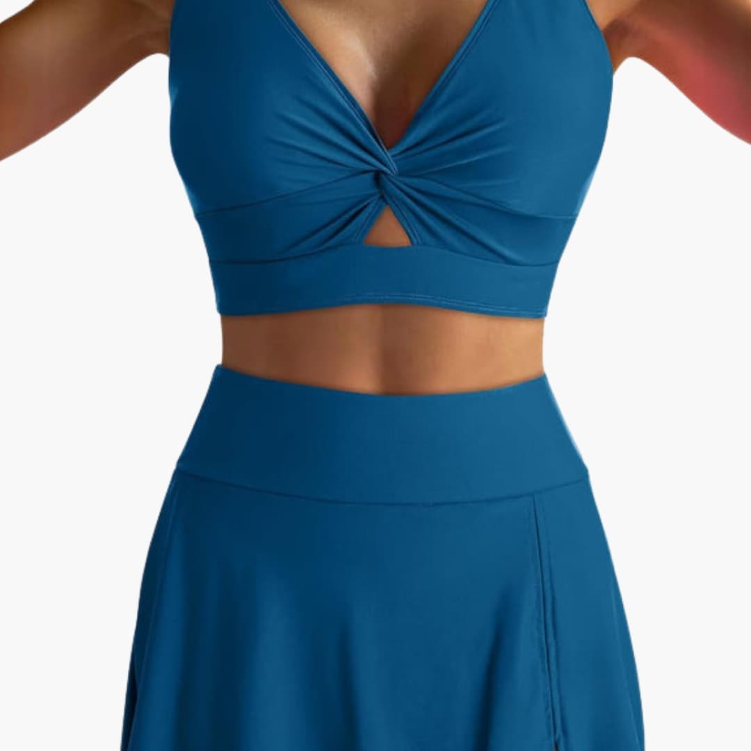 Women's V-Neck Wrap Bikini Set Skirted Bottom