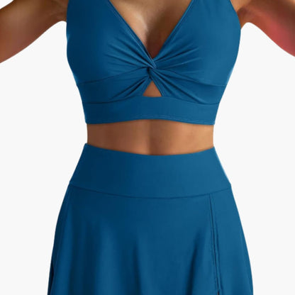 Women's V-Neck Wrap Bikini Set Skirted Bottom