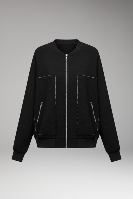 Women's Bomber Jacket Zip-Up Side Pockets - 
Fashinoza
