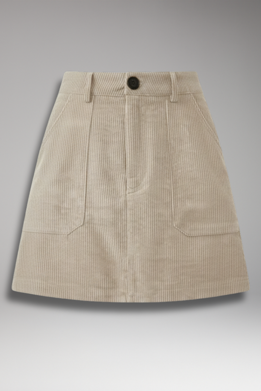 Women's A-Line Skirt Cotton Plain Beige - 
Fashinoza
