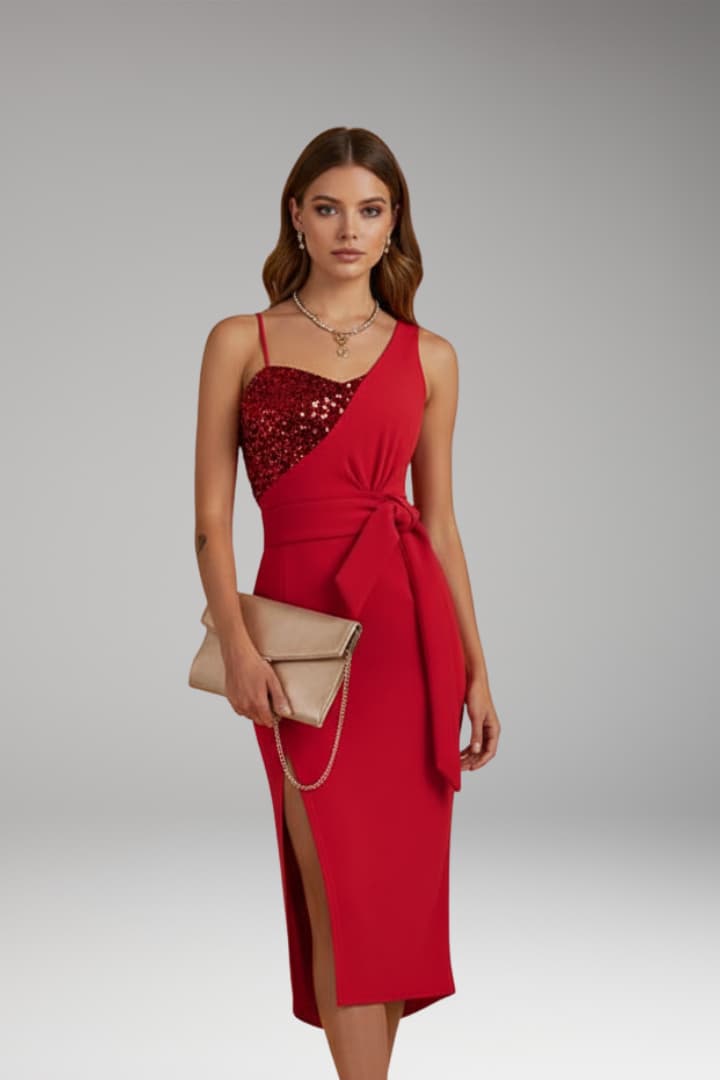 Women's Asymmetrical Sequin Bodycon Dress
