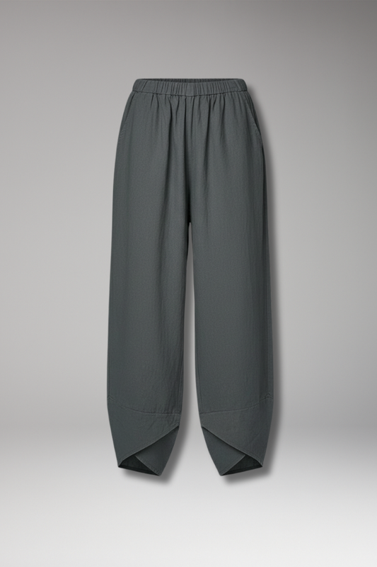 Women's Cropped Pants Side Pockets Overlapping Hem - 
Fashinoza