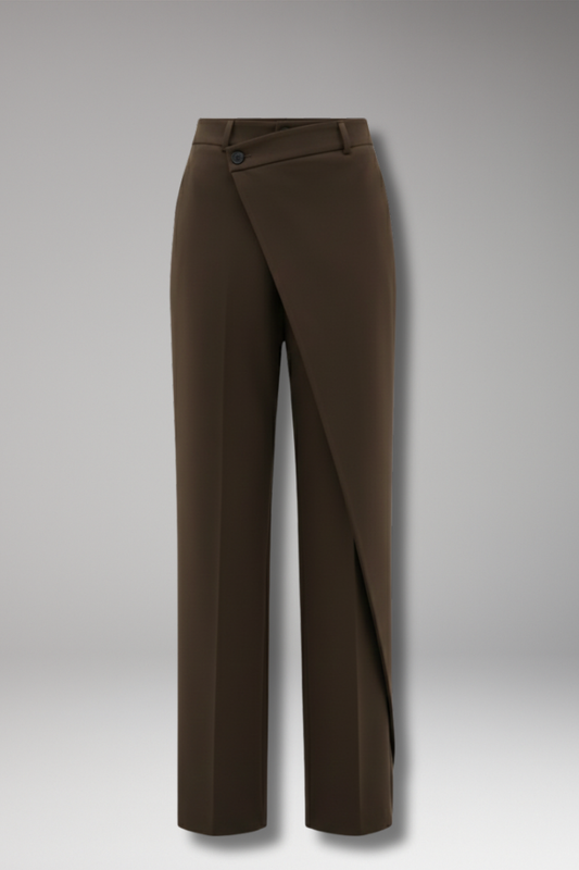 Women's Wide Leg Dress Pants Asymmetrical Layered Design - 
Fashinoza