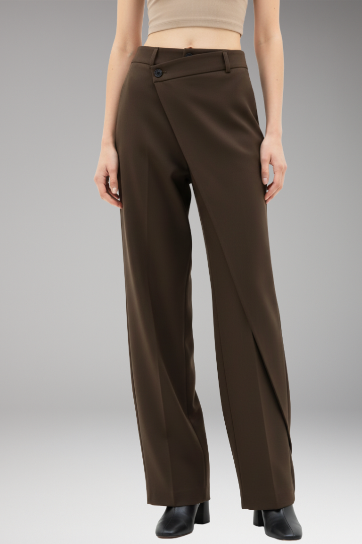 Women's Wide Leg Dress Pants Asymmetrical Layered Design