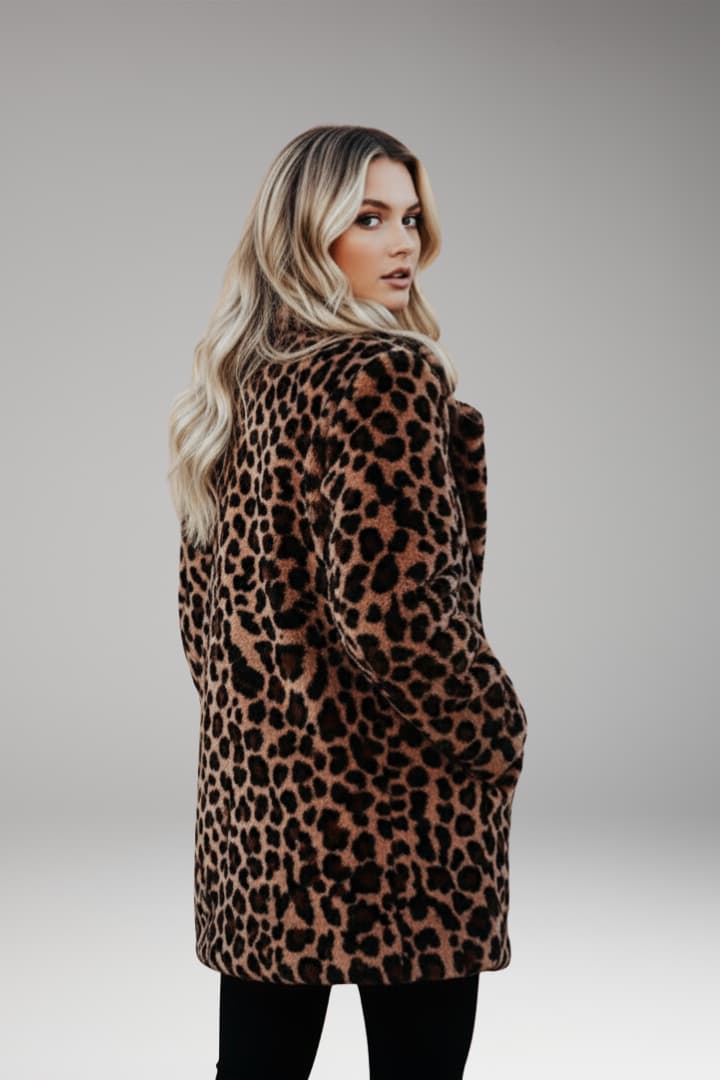 Women's Faux Fur Leopard Print Coat