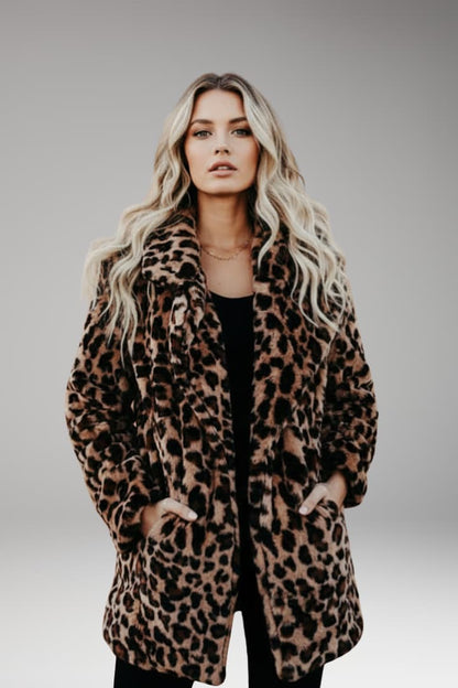 Women's Faux Fur Leopard Print Coat