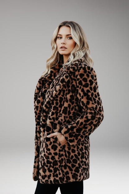 Women's Faux Fur Leopard Print Coat