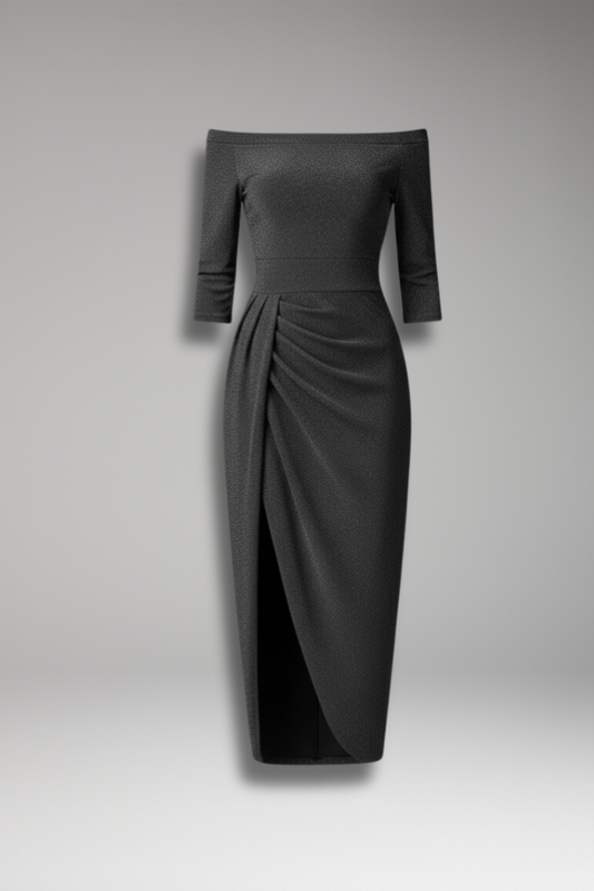 Women's Off Shoulder Long Sleeve Evening Dress - 
Fashinoza