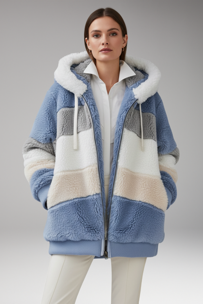 Women's Hooded Zip Coat Textured